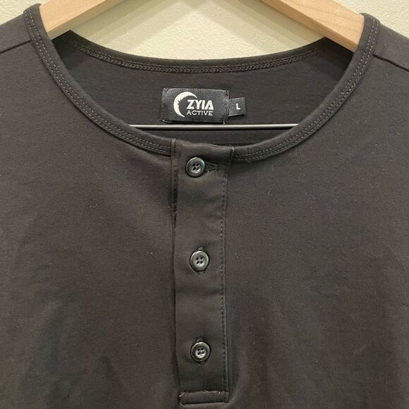 Zyia Active Men's Black Long Sleeve Henley Shirt Top - Size: Large - Picture 4 of 7